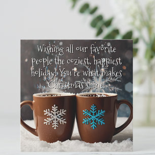Gemütliche Winter Hot Cocoa Snowflake Feiertagskarte
