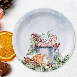 Gemütliche Winter Hot Cocoa Snowly Babydusche Pappteller