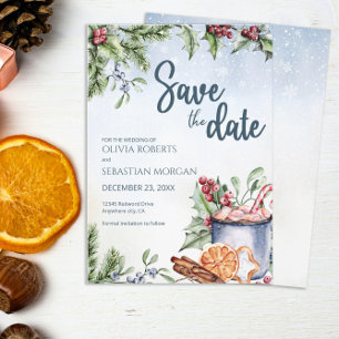 Gemütliche Winter Hot Cocoa Snowly Wedding Save The Date