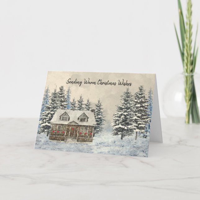 Gemütliche Winter-Hütte Weihnachtskarte Feiertagskarte (Vorderseite)