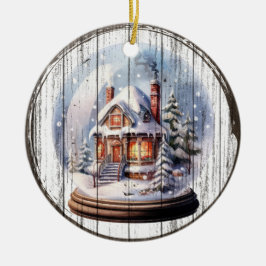Gemütliche Winter-Hütte - WeihnachtsschneeGlobe Or Keramik Ornament