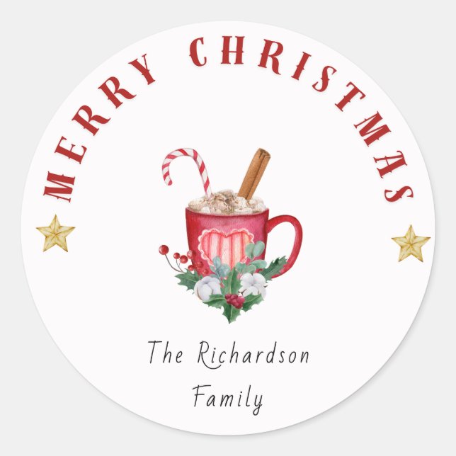 Gemütliche Winter Kaffee Tasse Frohe Weihnachtsauf Runder Aufkleber (Vorderseite)