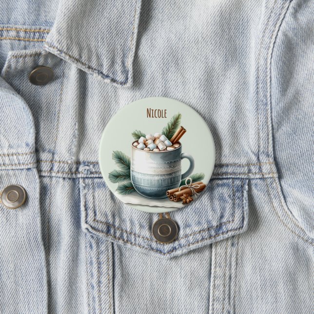 Gemütliche Winter-Kakao-Marshmallow-Szene Button (Beispiel)
