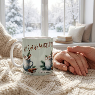 Gemütliche Winter-Kakao-Marshmallow-Szene Kaffeetasse