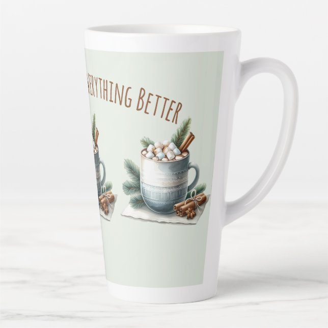 Gemütliche Winter-Kakao-Marshmallow-Szene Milchtasse (Rechts)