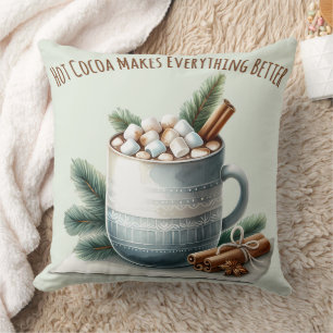 Gemütliche Winter-Kakao-Marshmallow-Tassenszene Kissen