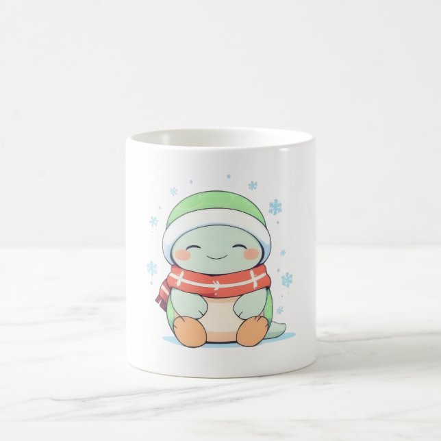 Gemütliche Winter-Schildkröte mit Schal Kawaii-Des Kaffeetasse (Mittel)