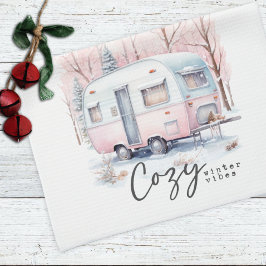 Gemütliche Winter Vibes Pink Pastel Camper Weihnac Geschirrtuch