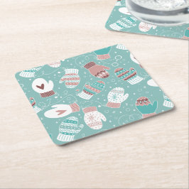 Gemütliche Winter Weihnachten Mittens Muster in Mi Rechteckiger Pappuntersetzer