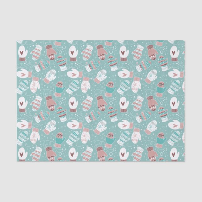 Gemütliche Winter Weihnachten Mittens Muster in Mi Seidenpapier (Vorderseite)