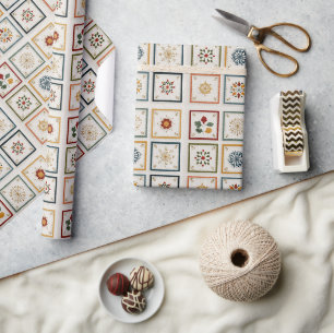 Gemütliche Winterblöcke mit festlichen Motiven Geschenkpapier