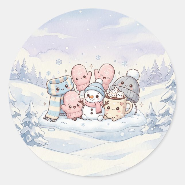 Gemütliche Winterfreunde Aufkleber (Vorderseite)