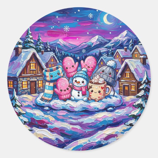 Gemütliche Winterfreunde Aufkleber (Vorderseite)