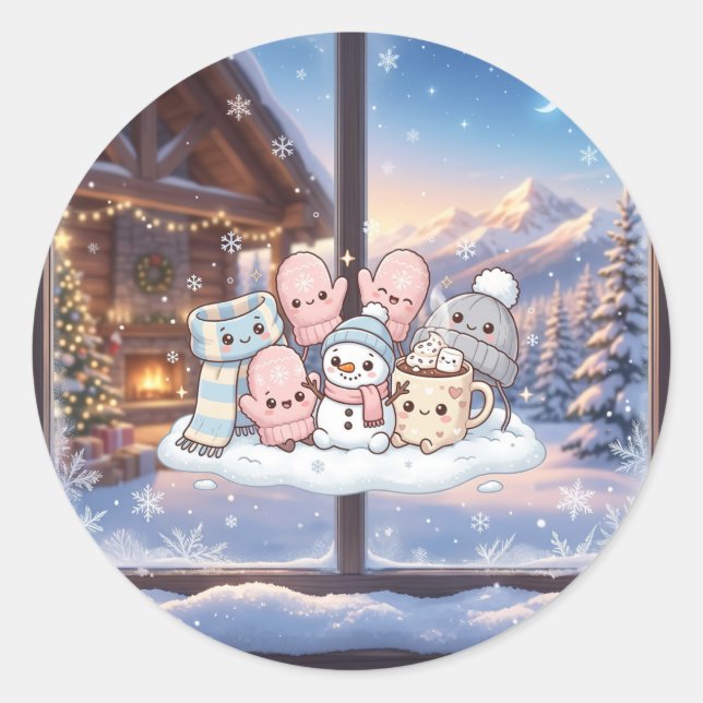 Gemütliche Winterfreunde Aufkleber (Vorderseite)