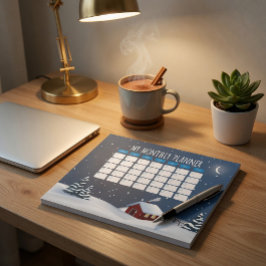 Gemütliche Winterkabine Notepad | Snowy Night Stat Notizblock