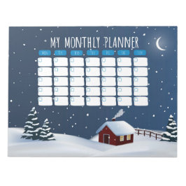 Gemütliche Winterkabine Notepad | Snowy Night Stat Notizblock