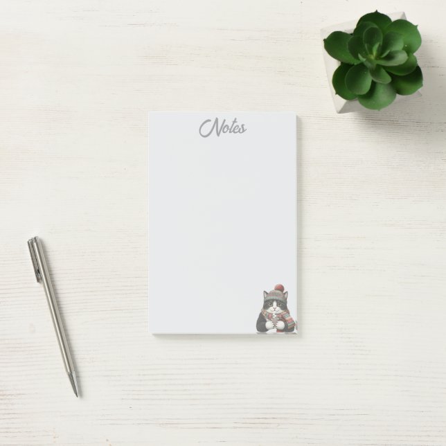 Gemütliche Winterkatzen-Notizen Post-it Klebezettel (Büro)