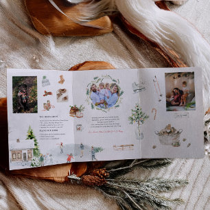 Gemütliche Wintermomente Weihnachtsfamilien-Foto Dreifach Gefaltete Einladung