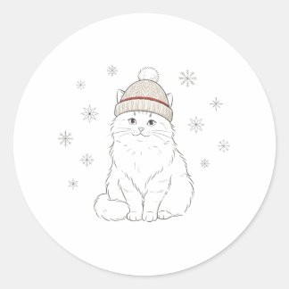 Gemütliche Wintermütze Weihnachtskatze Aufkleber