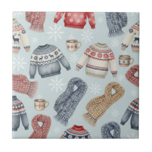 Gemütliche Winterpullover und Schals – Aquarell Fliese