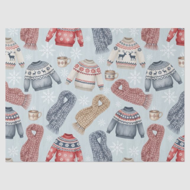 Gemütliche Winterpullover und Schals – Aquarell Seidenpapier (Vorderseite)