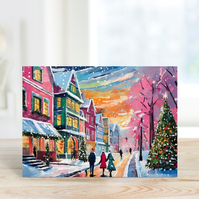 Gemütliche Winterstraße Szene Moderne Kunst Karte (Von Creator hochgeladen)
