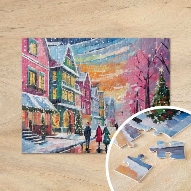 Gemütliche Winterstraße Szene Moderne Kunst Puzzle (Von Creator hochgeladen)
