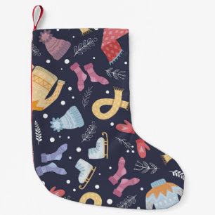 Gemütliche Wintertöne auf blauem Hintergrund. gego Kleiner Weihnachtsstrumpf