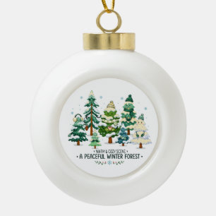 Gemütliche Winterwald Bäume Keramik Kugel-Ornament