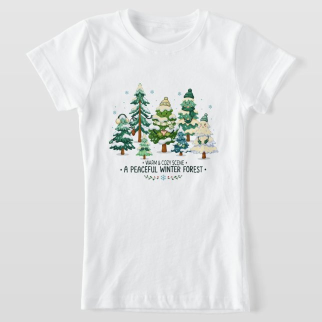 Gemütliche Winterwald Bäume T-Shirt (Ablage )