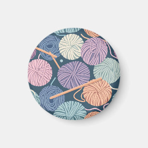 Gemütliche Wollknäuel und Stricknadeln Nahtlos Magnet
