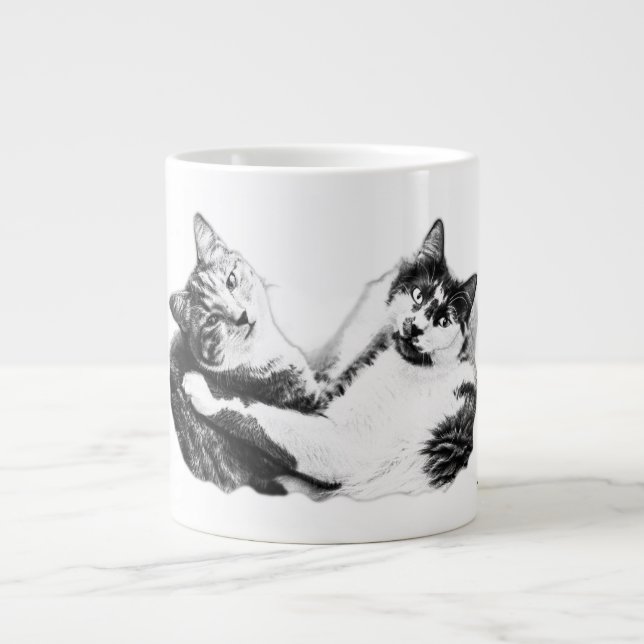 Gemütliche Zwei Katzen Portrait Tasse (Vorderseite)