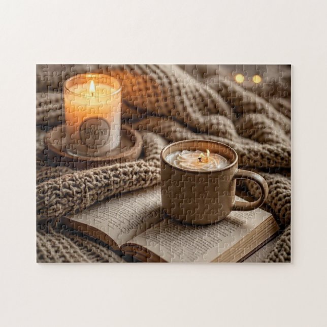 Gemütlicher Abend mit Kerzen und Decken Puzzle (Horizontal)