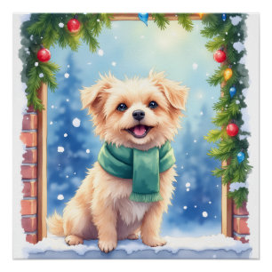 Gemütlicher Affenpinscher im Wasserfarb-Stil zum W Poster