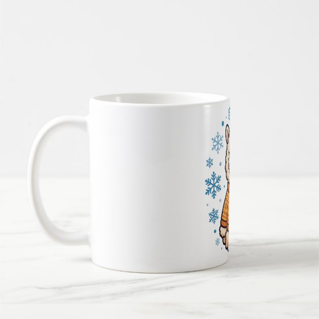 Gemütlicher Alpaka-Winterpullover Kunst Kaffeetasse (Links)
