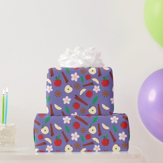 Gemütlicher Apfel und Fall Zimt Nahtloser Erntedan Geschenkpapier (Partygeschenke)