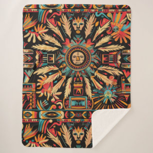 Gemütlicher Aquamariner "Aztec Dream" Plush Sherpa Sherpadecke