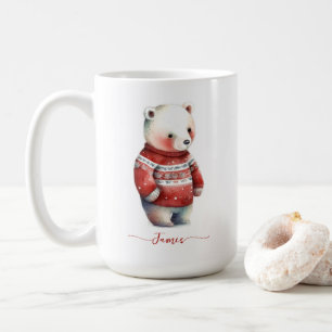 Gemütlicher Bär Winter White Polar Bär Weihnachten Kaffeetasse