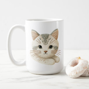 Gemütlicher bestickter Kaffee-Cup für Katzen-Liebh Kaffeetasse