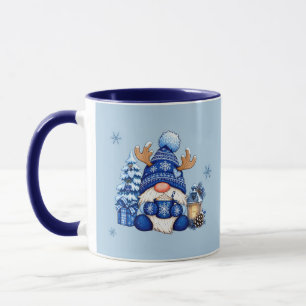 Gemütlicher blauer Weihnachts-Gnom-Hot-Cocoa-Namen Tasse