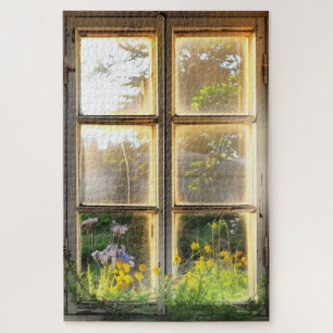 Gemütlicher Blick aufs Land durchs Fenster Puzzle