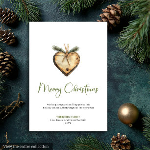 Gemütlicher Boho-Erden-Kiefer-Kranz Weihnachtsgruß Feiertagskarte