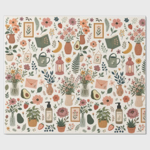 Gemütlicher botanischer Garten & Cottagecore-Ästhe Geschenkpapier