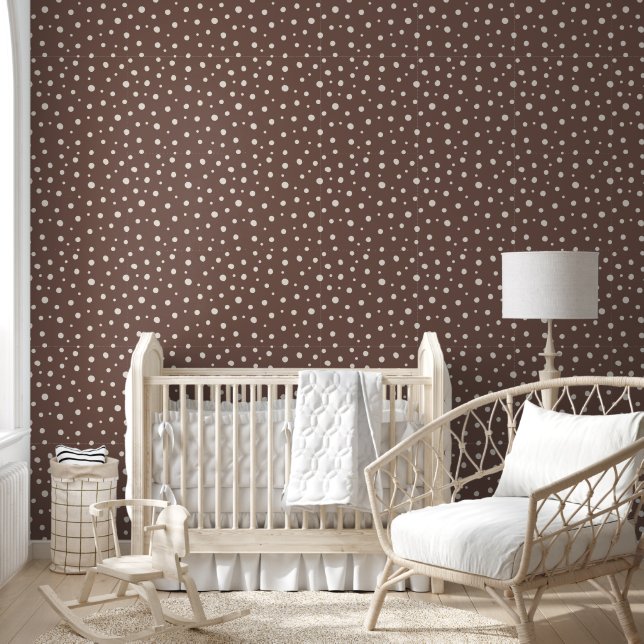 Gemütlicher brauner Polka Dots-Musterraum Tapete (Kinder)