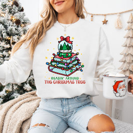 Gemütlicher Bücherliebhaber liest um den Weihnacht Sweatshirt
