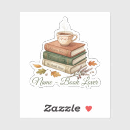 Gemütlicher Bücherliebhaber Personalisierter Name  Aufkleber