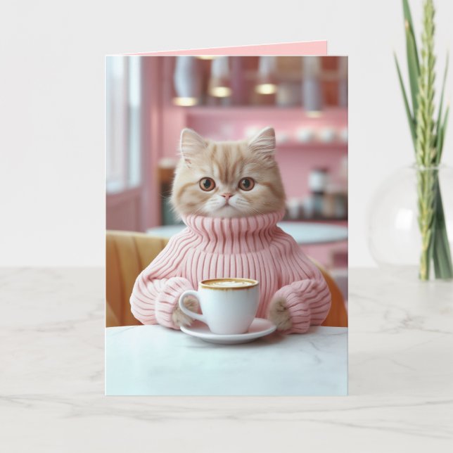 Gemütlicher Cat Café Moment Einladung (Vorderseite)