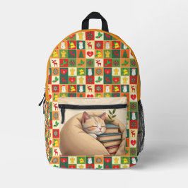 Gemütlicher Cat-Patchwork zurück zum Schulbackpack Bedruckter Rucksack