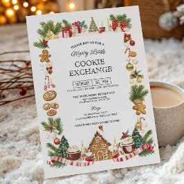 Gemütlicher Cookie-Austausch mit Gingerbread-Haus Einladung