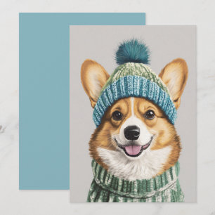 Gemütlicher Corgi im Wintergear Einladung